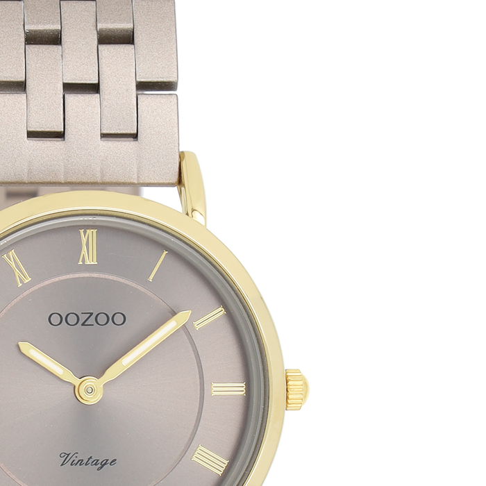 Oozoo Taupe OOZOO Horloge Met Roestvrijstalen Armband - C20375
