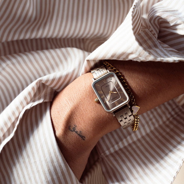 oozoo Taupe OOZOO horloge met roestvrijstalen armband - C20412 oozoo Taupe OOZOO horloge met roestvrijstalen armband - C20412