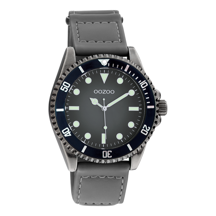 oozoo Titanium OOZOO horloge met grijze klittenband polsband - C11011
