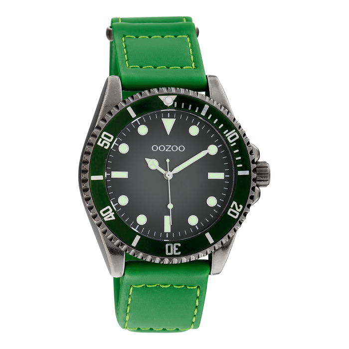 oozoo Titanium OOZOO horloge met groene klittenband polsband - C11010