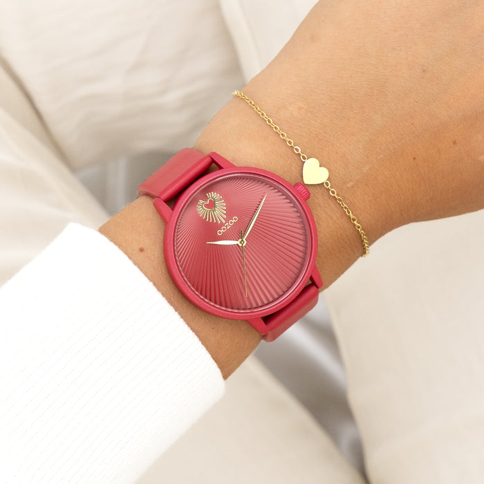 Oozoo Viva Magenta OOZOO Horloge Met Leren Band - C11247