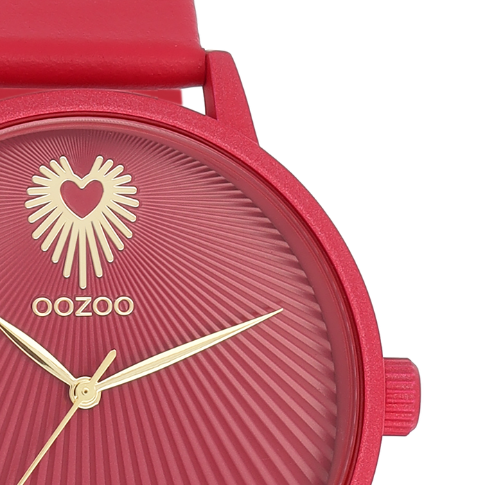 Oozoo Viva Magenta OOZOO Horloge Met Leren Band - C11247