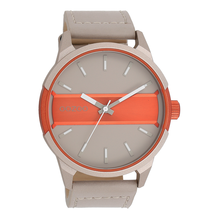 oozoo Zand/fluo oranje OOZOO horloge met zand leren band - C11230