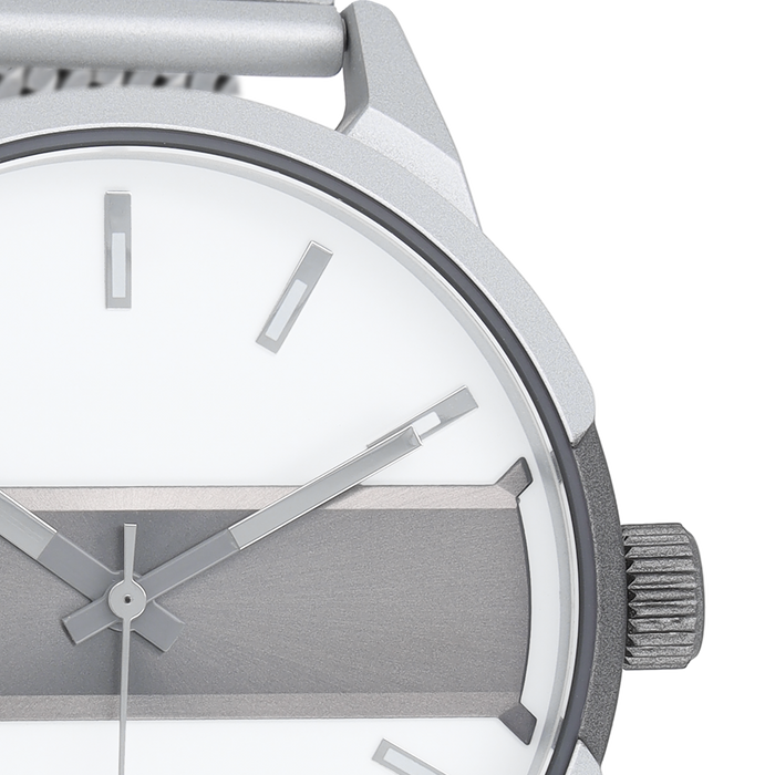 Oozoo Zilverkleurig/titanium OOZOO Horloge Met Zilverkleurige Metalen Mesh Armband - C11105