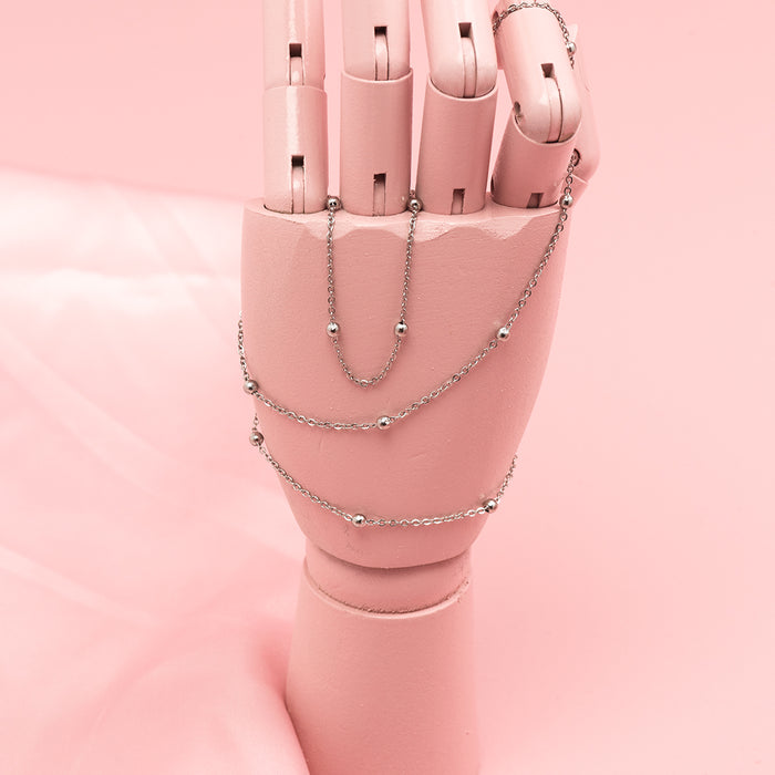 Oozoo Zilverkleurige Armband + Ketting Set Met Bolletjes