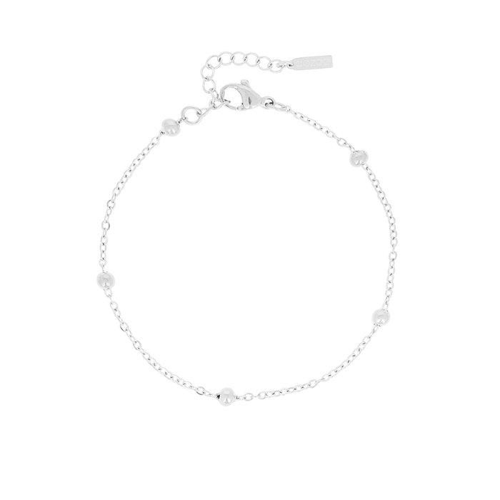 Oozoo Zilverkleurige Armband + Ketting Set Met Bolletjes