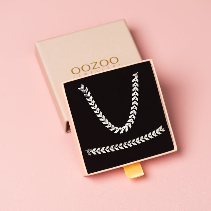 oozoo Zilverkleurige armband + ketting set met V-schakel