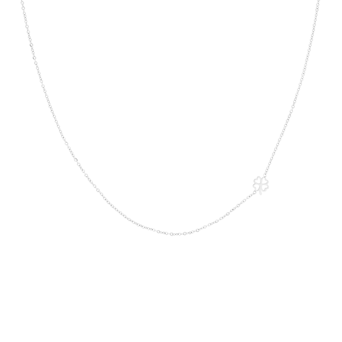 Oozoo Zilverkleurige Armband + Oorbellen + Ketting Set Met Een Klaver