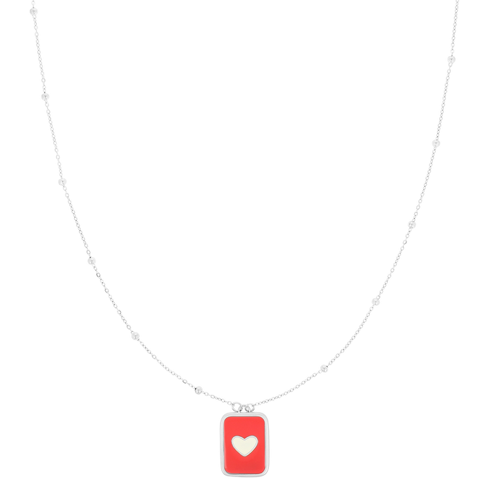 Oozoo Zilverkleurige Oorbel + Ketting Set Met L-O-V-E & Een Hart