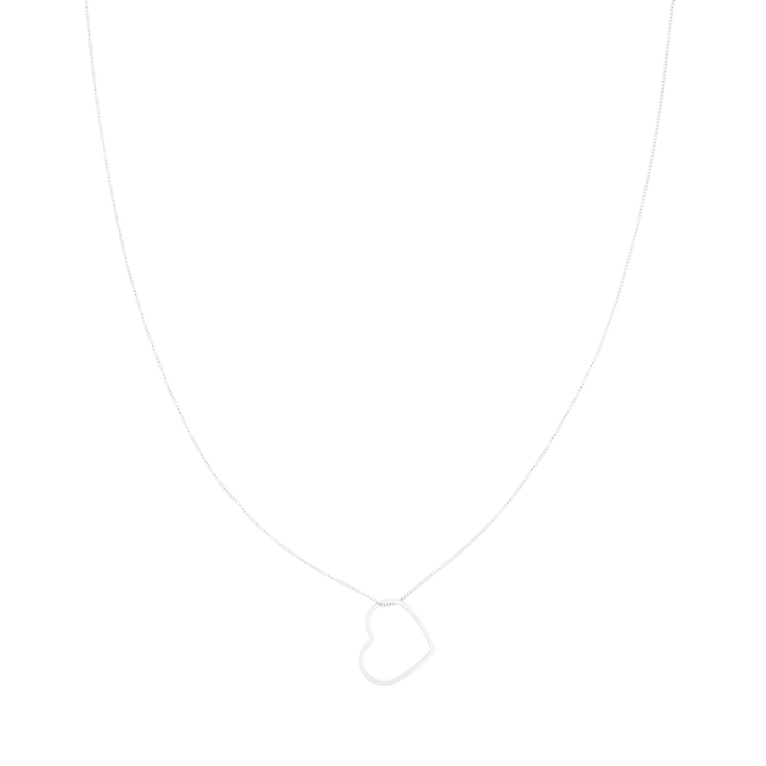 Oozoo Zilverkleurige Oorring + Ketting Set Met Een Hart Plaatje