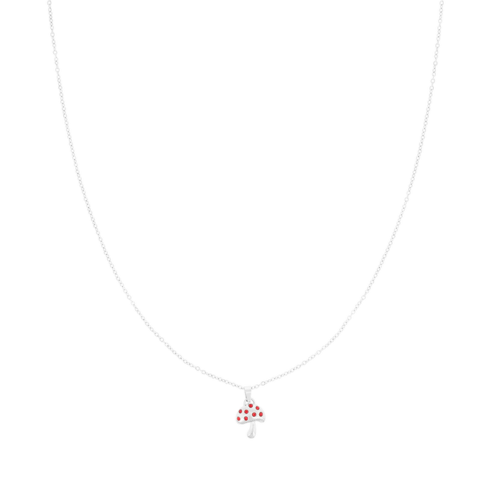 Oozoo Zilverkleurige Oorring + Ketting Set Met Een Paddenstoel Bedeltje