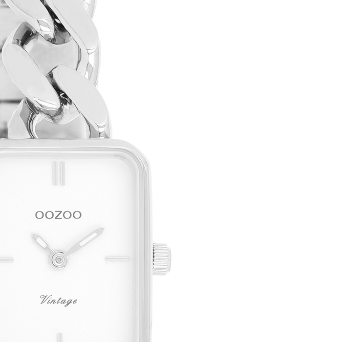 Oozoo Zilverkleurige OOZOO Horloge Met Grove Schakelarmband - C20360