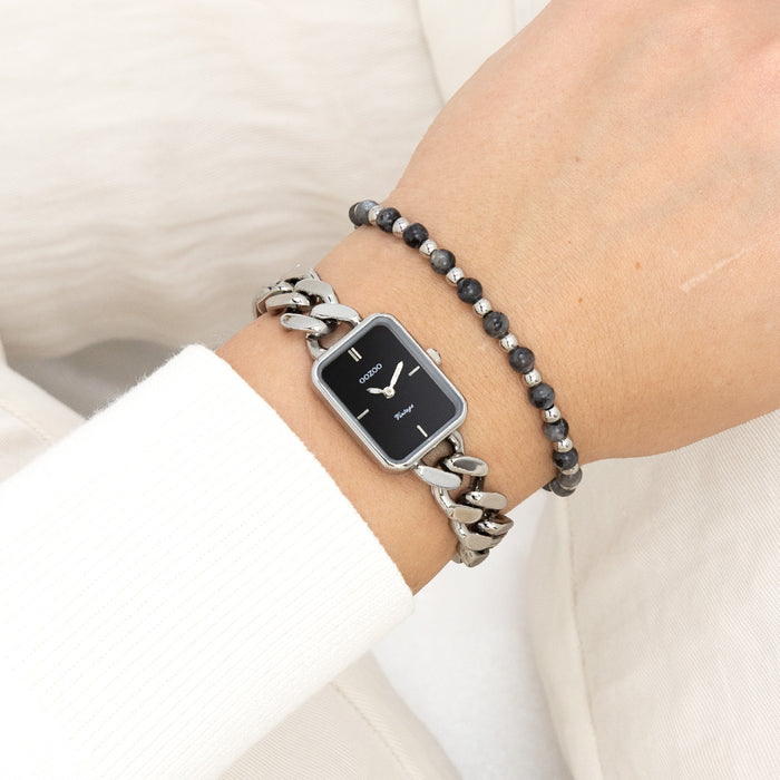 Oozoo Zilverkleurige OOZOO Horloge Met Grove Schakelarmband - C20361