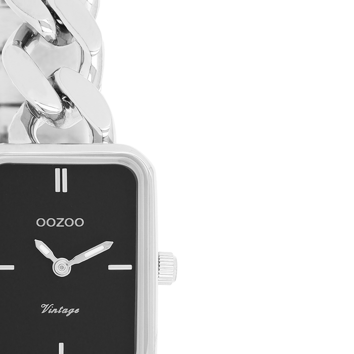 Oozoo Zilverkleurige OOZOO Horloge Met Grove Schakelarmband - C20361