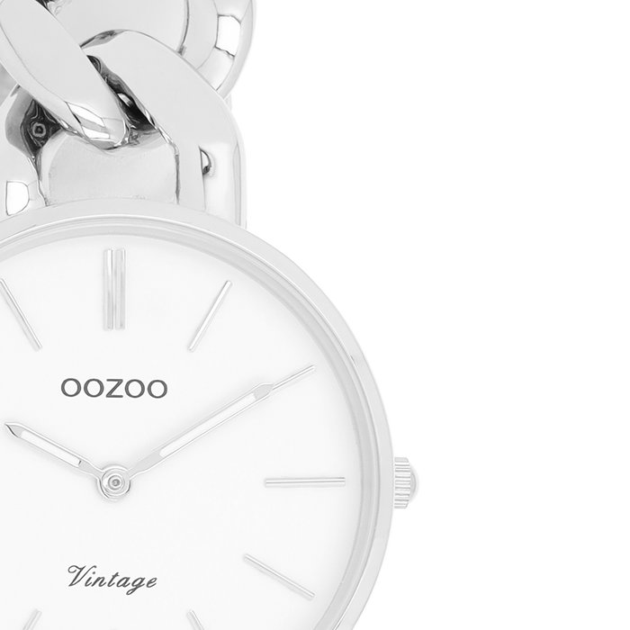 Oozoo Zilverkleurige OOZOO Horloge Met Grove Schakelarmband - C20355