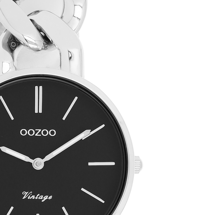 Oozoo Zilverkleurige OOZOO Horloge Met Grove Schakelarmband - C20356