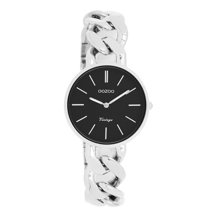 oozoo Zilverkleurige OOZOO horloge met grove schakelarmband - C20356