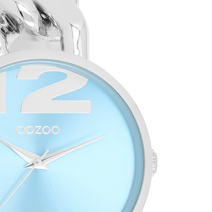 Oozoo Zilverkleurige OOZOO Horloge Met Grove Schakelarmband - C11350