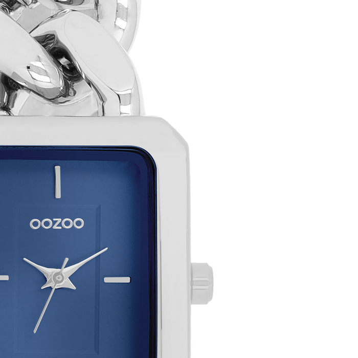 Oozoo Zilverkleurige OOZOO Horloge Met Grove Schakelarmband - C11352