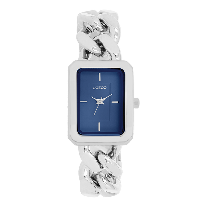 oozoo Zilverkleurige OOZOO horloge met grove schakelarmband - C11352