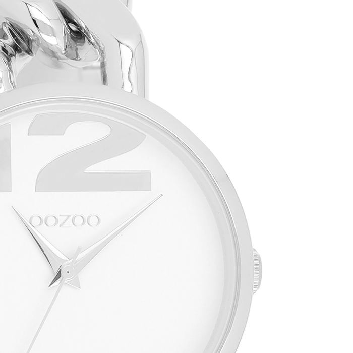 Oozoo Zilverkleurige OOZOO Horloge Met Grove Schakelarmband - C11260