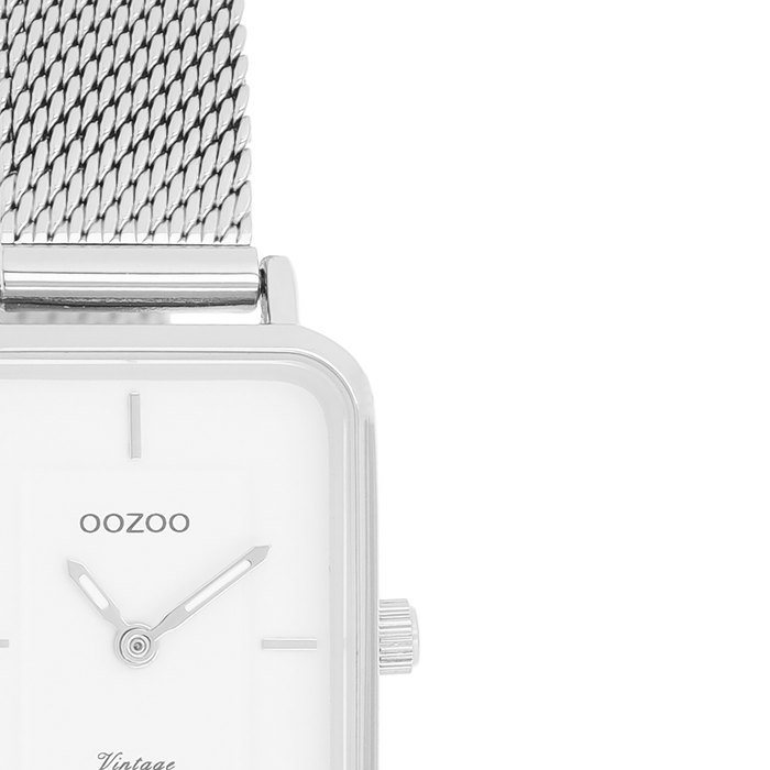 Oozoo Zilverkleurige OOZOO Horloge Met Metalen Mesh Armband - C20350