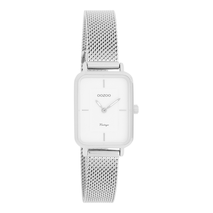 oozoo Zilverkleurige OOZOO horloge met metalen mesh armband - C20350
