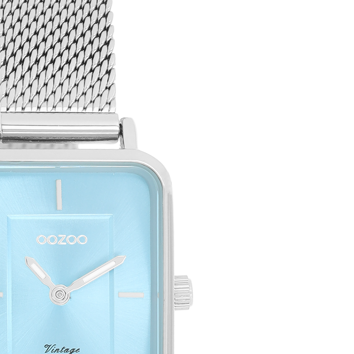 Oozoo Zilverkleurige OOZOO Horloge Met Metalen Mesh Armband - C20351