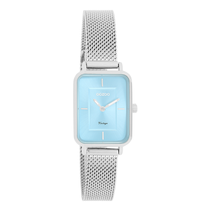 oozoo Zilverkleurige OOZOO horloge met metalen mesh armband - C20351