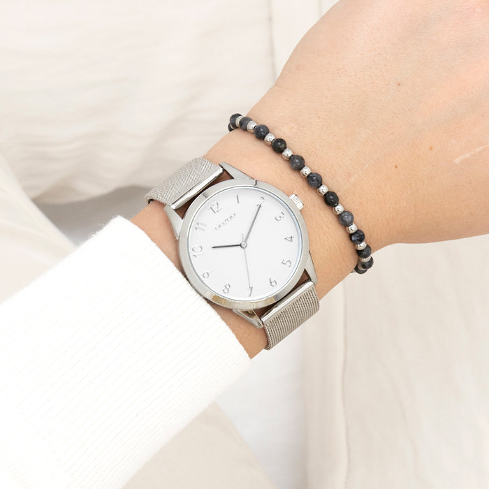 Oozoo Zilverkleurige OOZOO Horloge Met Metalen Mesh Armband - C11320