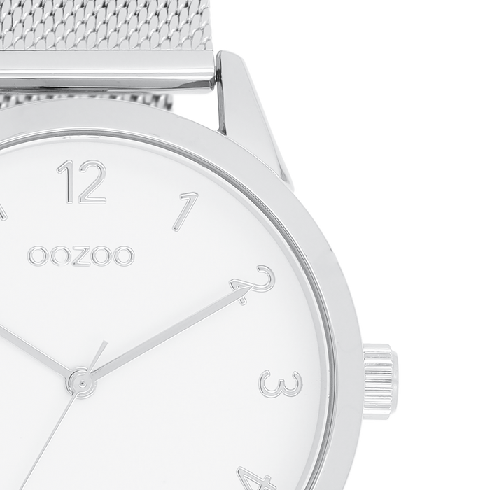Oozoo Zilverkleurige OOZOO Horloge Met Metalen Mesh Armband - C11320