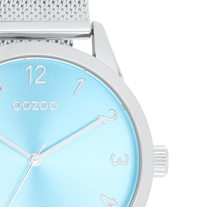 Oozoo Zilverkleurige OOZOO Horloge Met Metalen Mesh Armband - C11321