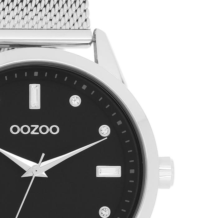 Oozoo Zilverkleurige OOZOO Horloge Met Metalen Mesh Armband - C11356