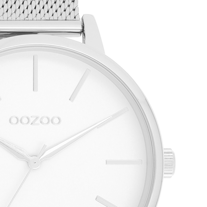 Oozoo Zilverkleurige OOZOO Horloge Met Metalen Mesh Armband - C11362