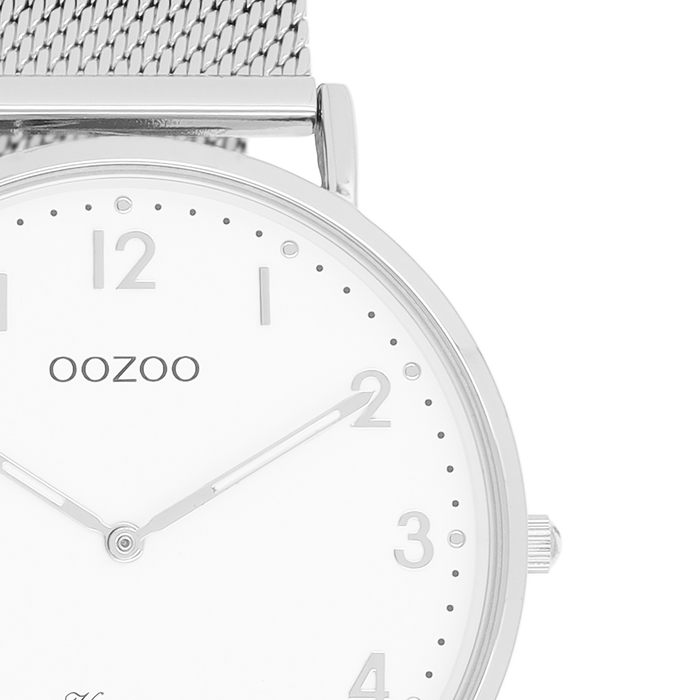 Oozoo Zilverkleurige OOZOO Horloge Met Metalen Mesh Armband - C20340