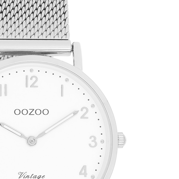 Oozoo Zilverkleurige OOZOO Horloge Met Metalen Mesh Armband - C20345