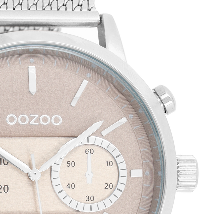 Oozoo Zilverkleurige OOZOO Horloge Met Metalen Mesh Armband - C9071