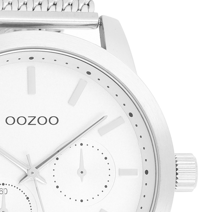 Oozoo Zilverkleurige OOZOO Horloge Met Metalen Mesh Armband - C9663