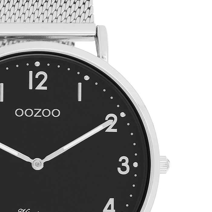 Oozoo Zilverkleurige OOZOO Horloge Met Metalen Mesh Armband - C20341
