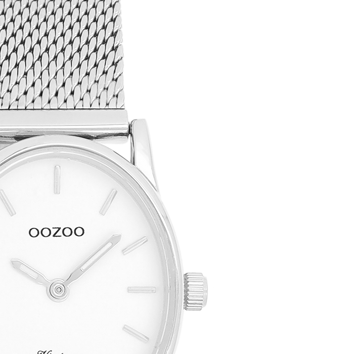 Oozoo Zilverkleurige OOZOO Horloge Met Metalen Mesh Armband - C20256