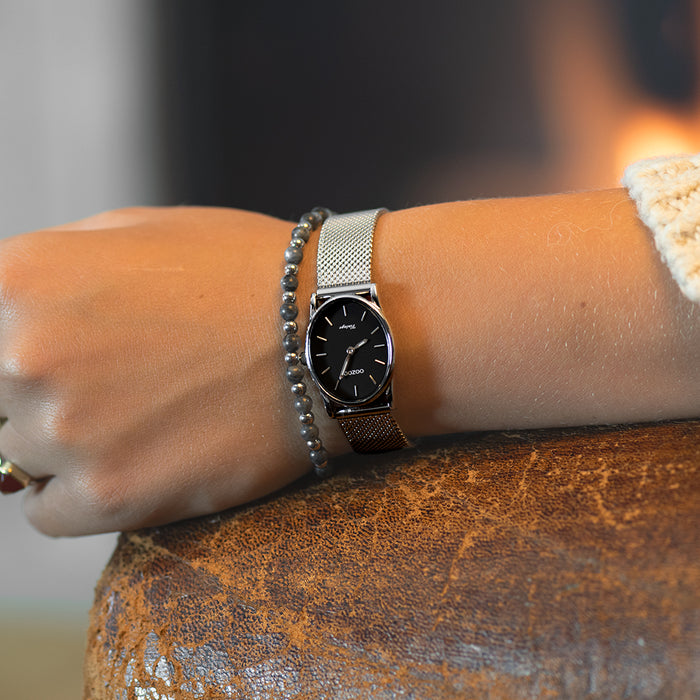 Oozoo Zilverkleurige OOZOO Horloge Met Metalen Mesh Armband - C20257