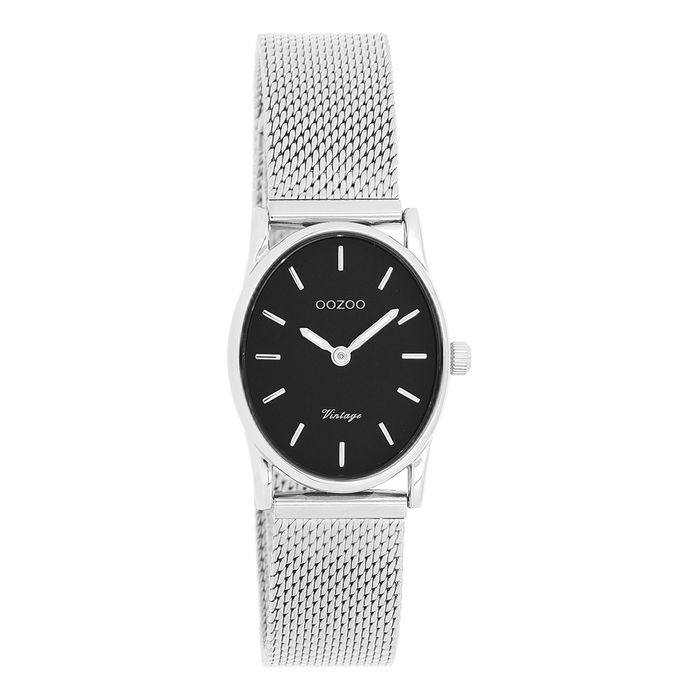 oozoo Zilverkleurige OOZOO horloge met metalen mesh armband - C20257