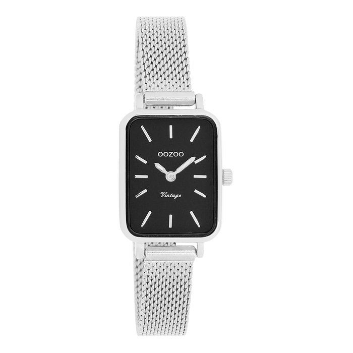 oozoo Zilverkleurige OOZOO horloge met metalen mesh armband - C20267