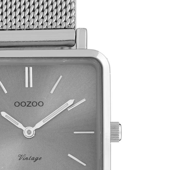 Oozoo Zilverkleurige OOZOO Horloge Met Metalen Mesh Armband - C9842