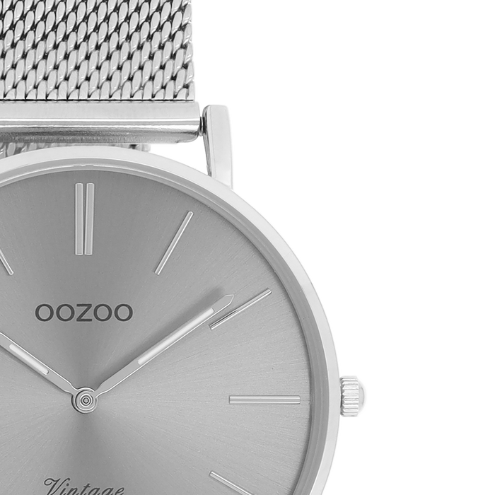 Oozoo Zilverkleurige OOZOO Horloge Met Metalen Mesh Armband - C9938