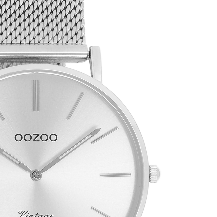 Oozoo Zilverkleurige OOZOO Horloge Met Metalen Mesh Armband - C9906
