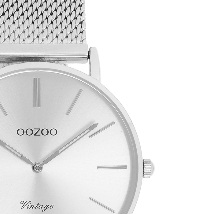 Oozoo Zilverkleurige OOZOO Horloge Met Metalen Mesh Armband - C9907