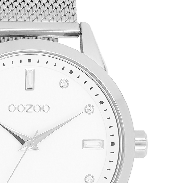 Oozoo Zilverkleurige OOZOO Horloge Met Metalen Mesh Armband - C11280