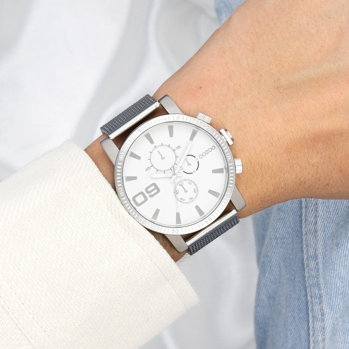 Oozoo Zilverkleurige OOZOO Horloge Met Metalen Mesh Armband - C11213