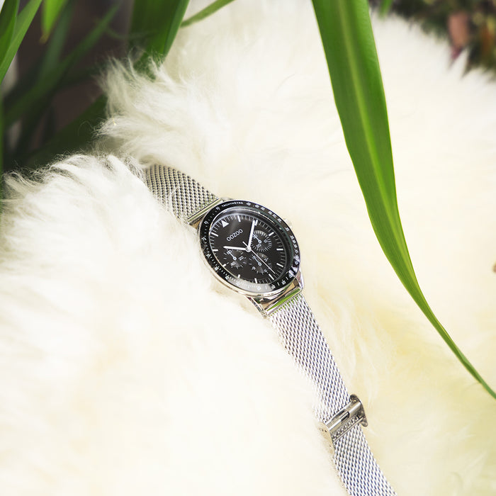 Oozoo Zilverkleurige OOZOO Horloge Met Metalen Mesh Armband - C11113